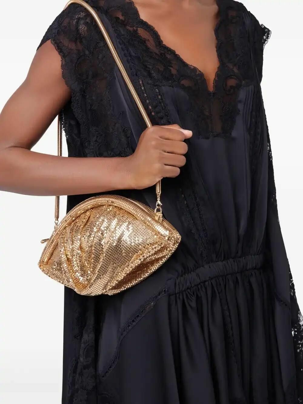 Rabanne Gold-Tone Mesh Evening Clutch Bag