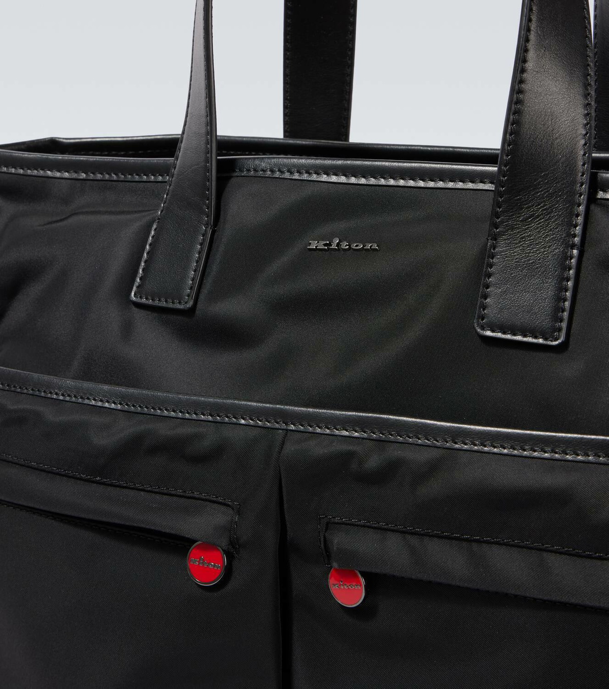 Kiton Leather-trimmed tote bag
