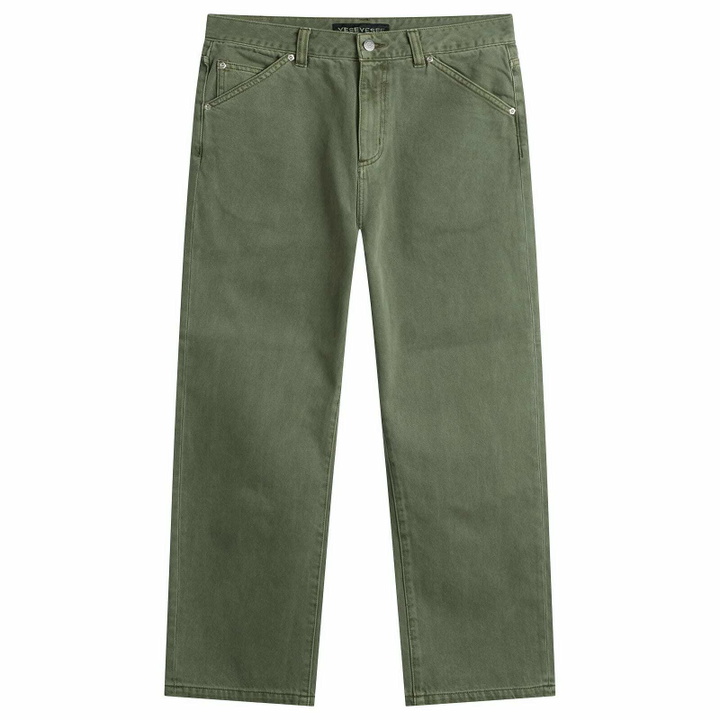 Photo: YESEYESEE Women's Flower RIvet Denim Pants in Khaki Green