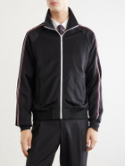 SAINT LAURENT - Logo-Detailed Striped Stretch-Jersey Zip-Up Sweatshirt - Black