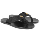 Versace - Logo-Embellished Leather and Webbing Flip Flops - Men - Black