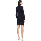 Victoria Beckham Navy Wool Knit Turtleneck Dress