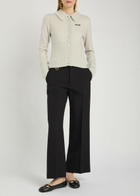 Chloe Logo Intarsia Wool Cardigan Light Grey