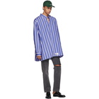 Vetements Blue and White Oversized Stripe Shirt