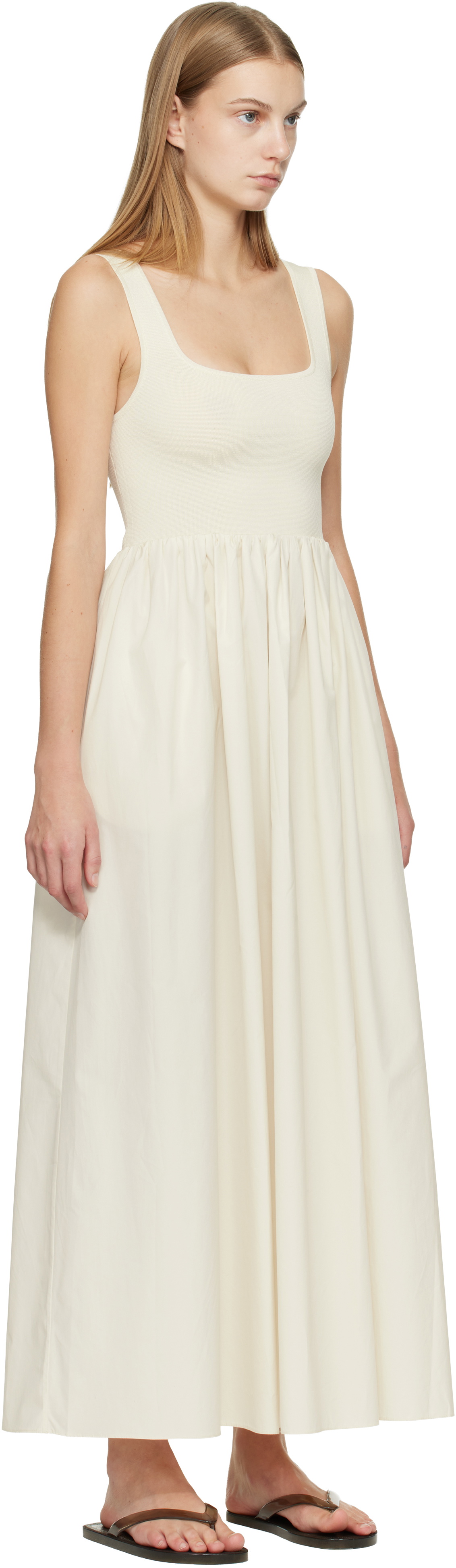 Matteau Off-White Knit & Cotton Maxi Dress