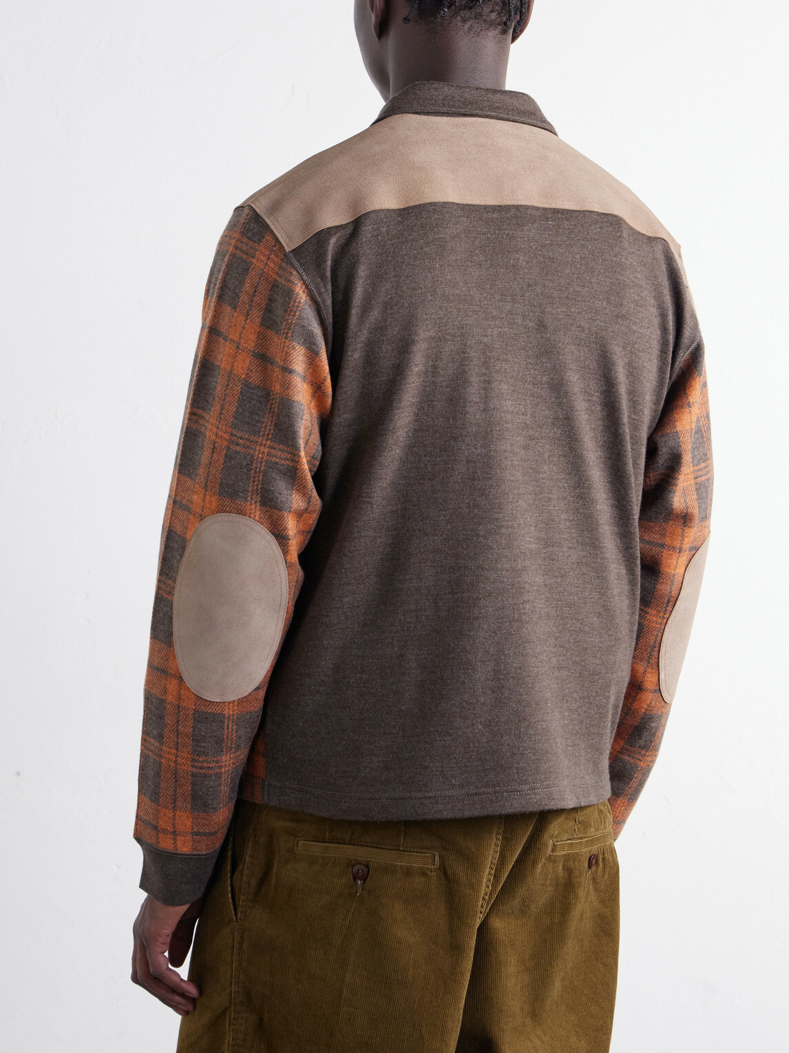 Junya Watanabe - Checked Suede-Trimmed Wool-Flannel Blouson Jacket - Brown