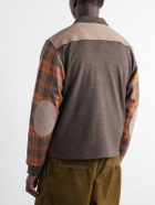 Junya Watanabe - Checked Suede-Trimmed Wool-Flannel Blouson Jacket - Brown