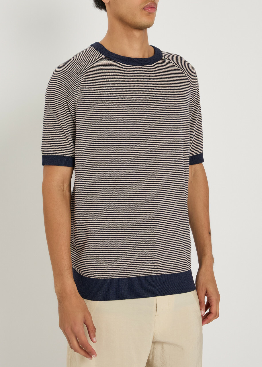 Raith Rafael Striped Knit T-shirt Navy