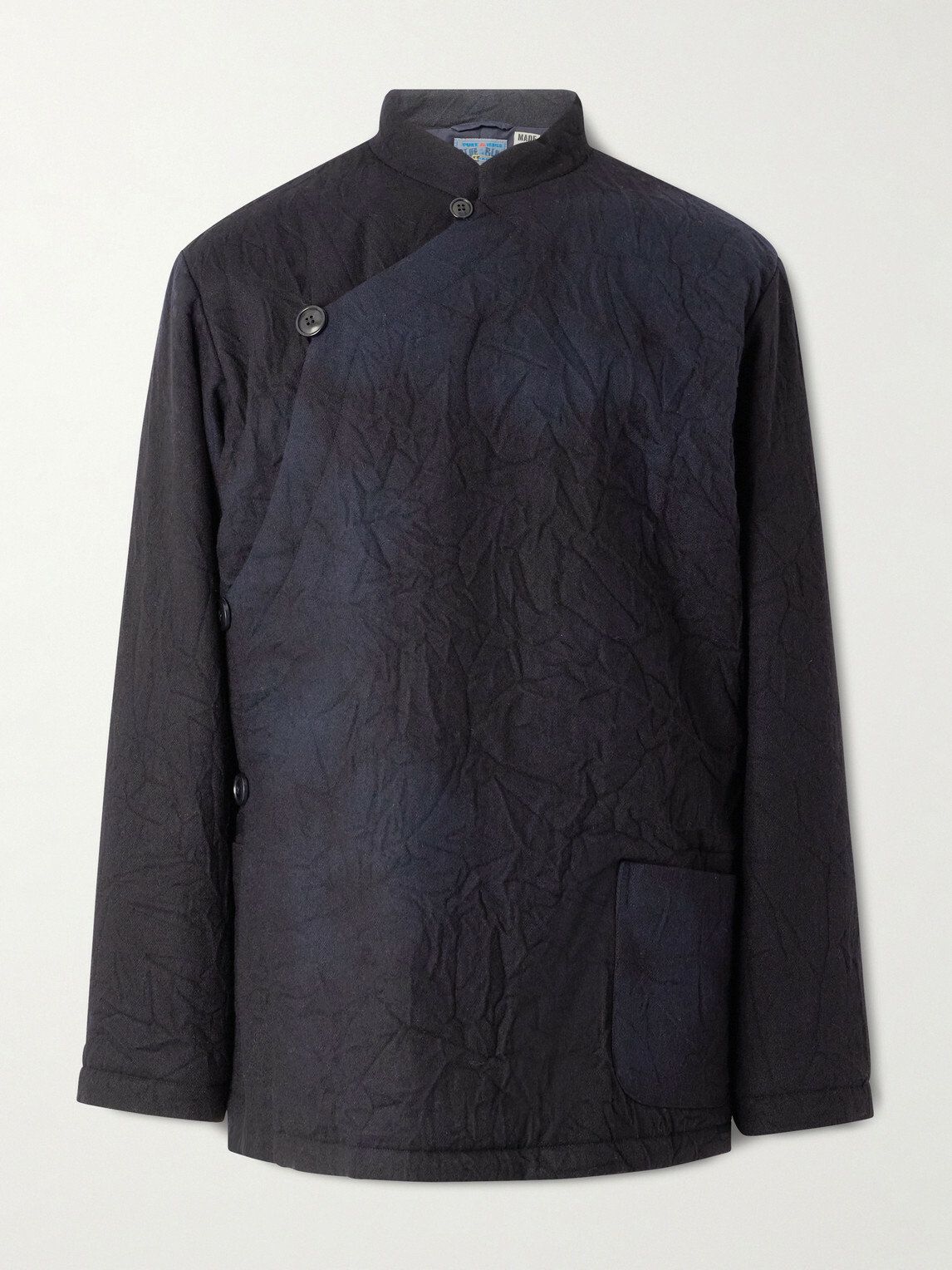 Blue Blue Japan - Padded Crinkled Wool-Blend Jacket - Blue