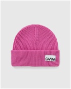 Ganni Light Structured Rib Knit Beanie Pink - Womens - Beanies