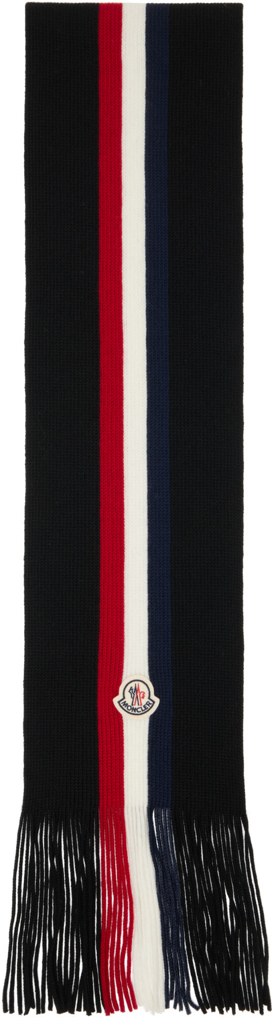 Moncler Black Tricolor Wool Scarf Moncler