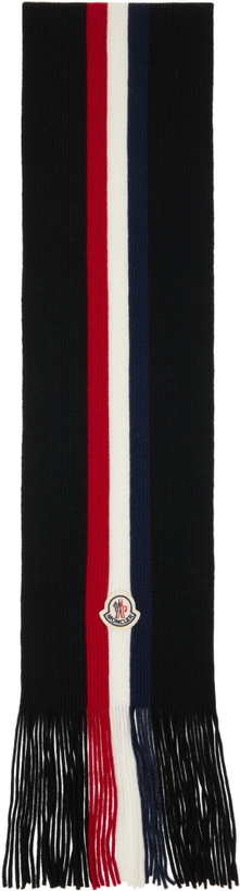 Photo: Moncler Black Tricolor Wool Scarf