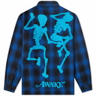 Awake NY End & Beginning Embroidered Flannel Shirt in Blue
