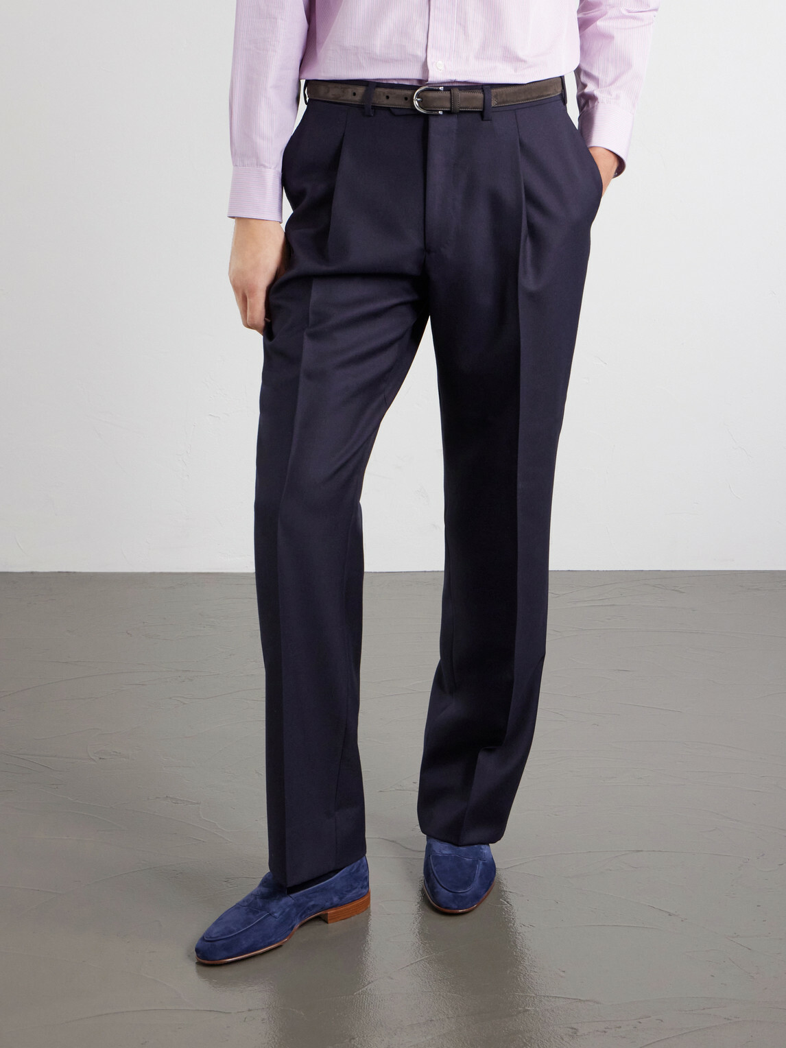 Edward Green - Polperro Leather-Trimmed Suede Penny Loafers - Blue