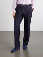 Edward Green - Polperro Leather-Trimmed Suede Penny Loafers - Blue