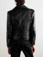CELINE - Slim-Fit Studded Belted Leather Biker Jacket - Black