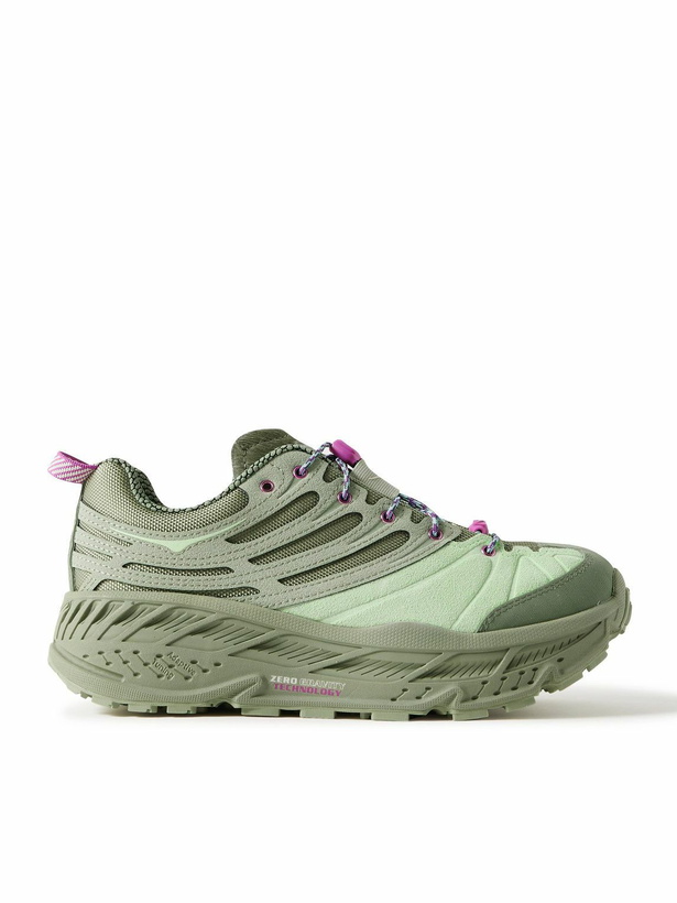 Photo: Hoka - Stinson Evo OG Rubber-Trimmed Mesh Running Sneakers - Green