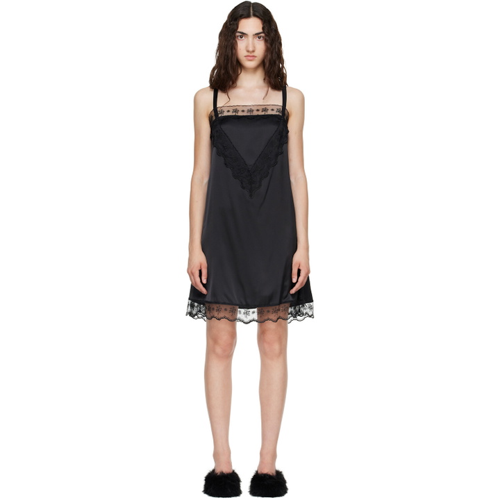 Photo: Simone Rocha Black Square Neck Lace Trim Minidress