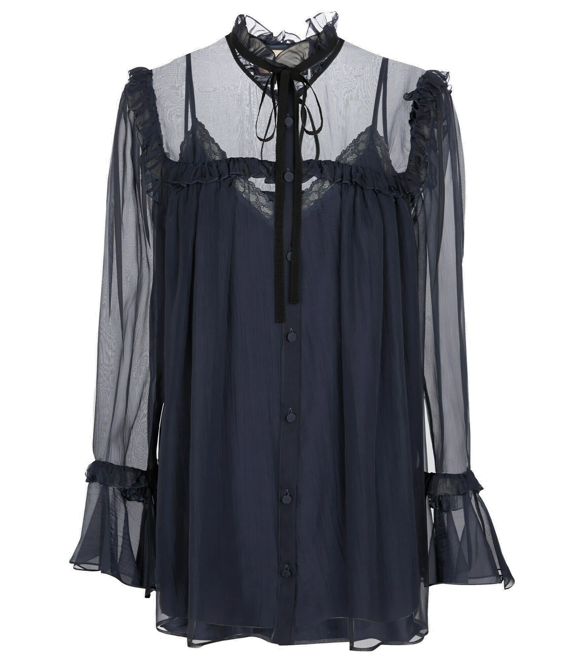 PELLICULE ruffle chiffon blouse タグ付き - メルカリ