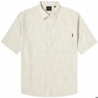 Daily Paper Men's Zuri Macrame Jacquard Relaxed Short Sleeve Shirt in Moonstruck Beige