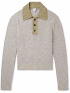 Bottega Veneta - Oversized Bouclé Ribbed-Knit Polo Shirt - Neutrals