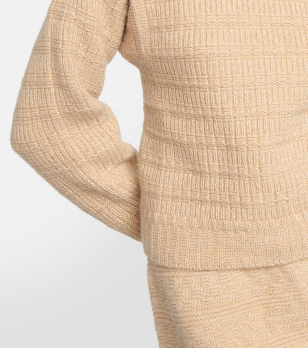 Off-shoulder ribbed-knit cashmere sweater in beige - Loro Piana