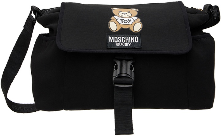 Photo: Moschino Baby Black Teddy Bear Changing Bag & Mat Set