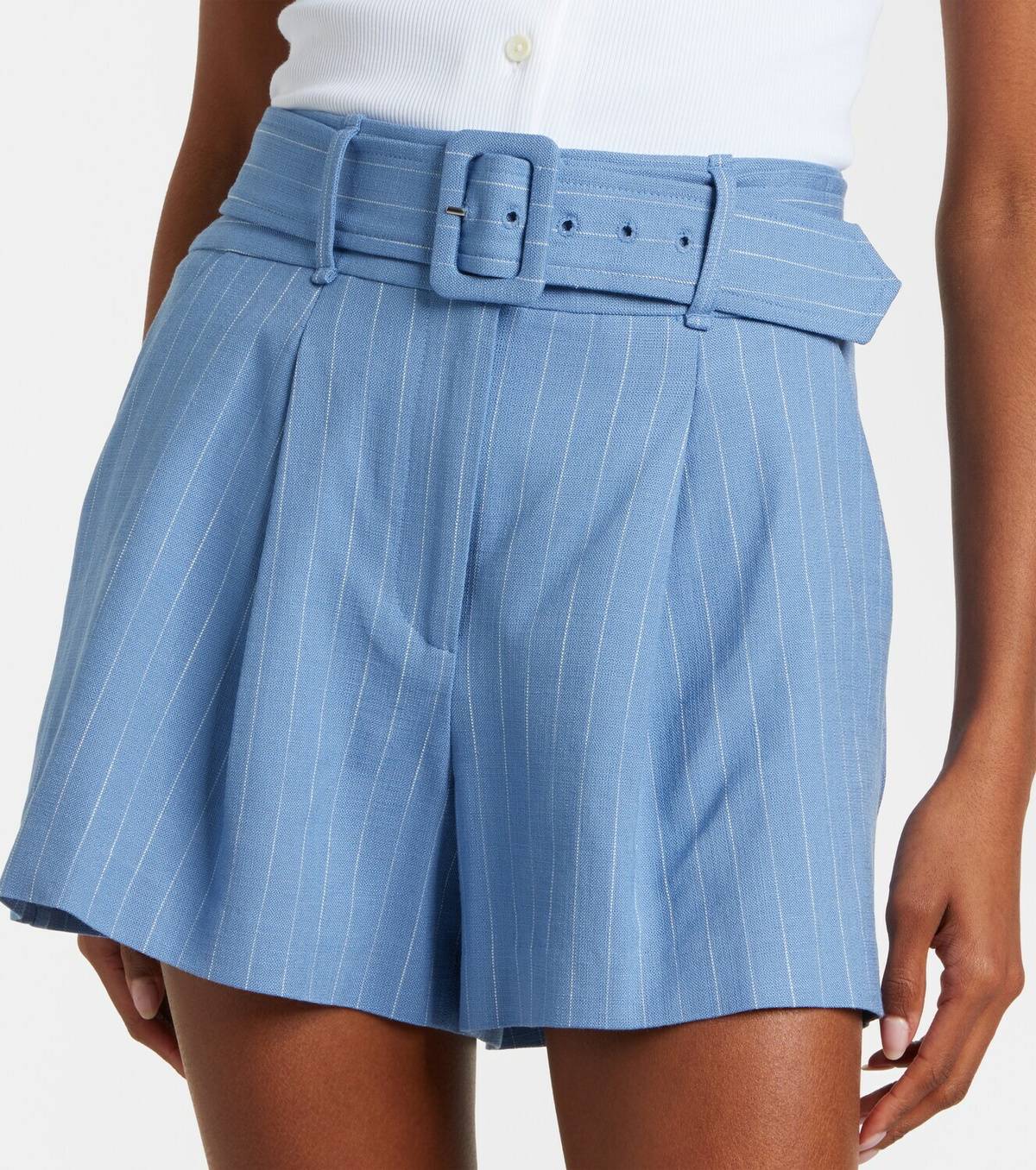 Veronica Beard Piper striped linen-blend shorts