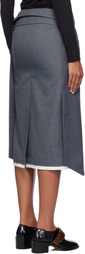 AO Yes Gray Low Waist Knot Straight Midi Skirt