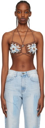 Kijun Brown Flower Bra
