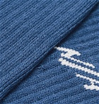 N/A - Logo-Intarsia Stretch Cotton-Blend Socks - Blue