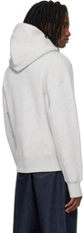 AMI Paris Grey Cotton Embossed Ami De Coeur Hoodie