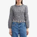 RIXO Women's Gardenia Top in French Check Navy