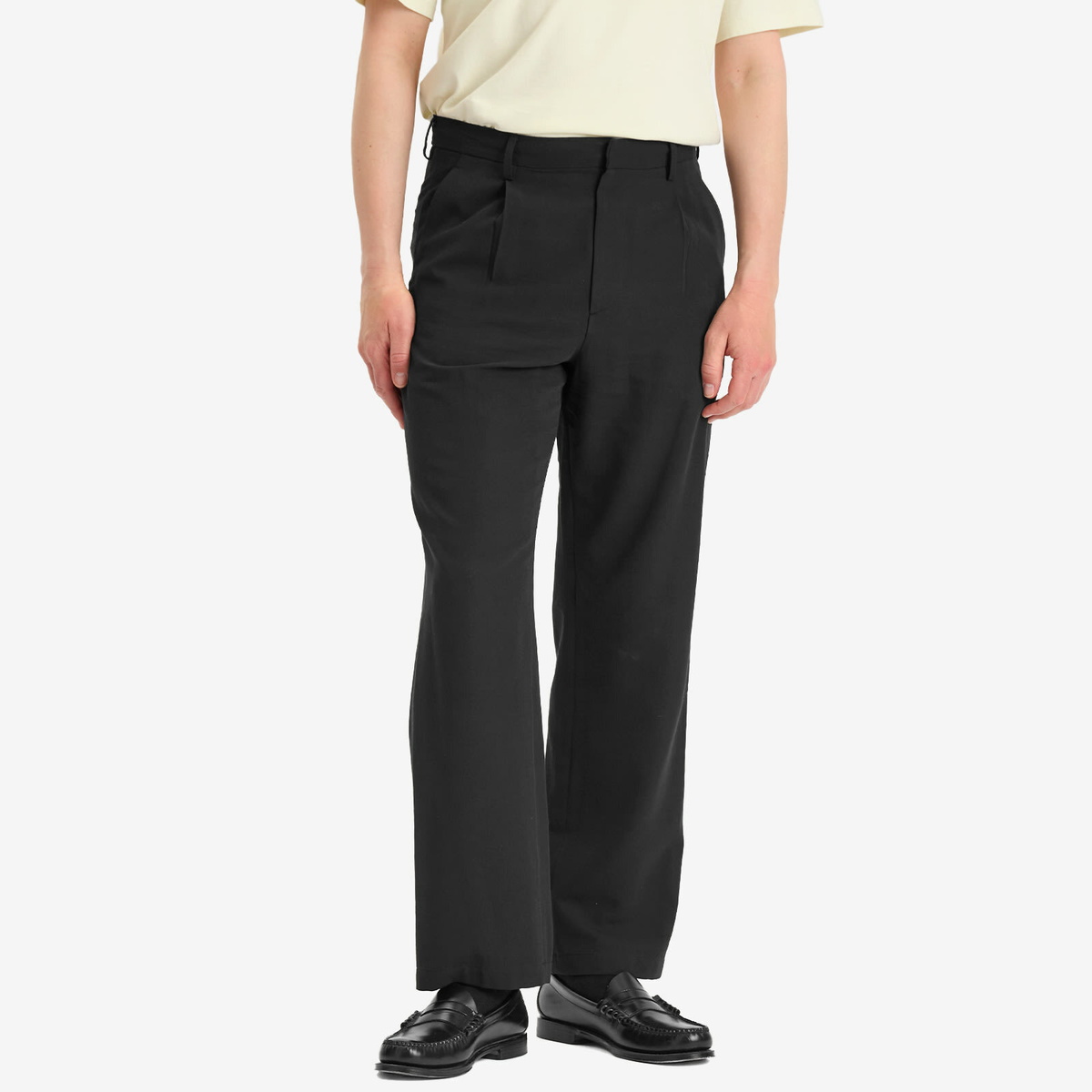 Auralee Men's Light Cotton Wool Viyella Slacks in Black Auralee