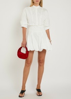 Simkhai Effie Bubble-hem Cotton-blend Poplin Mini Shirt Dress White