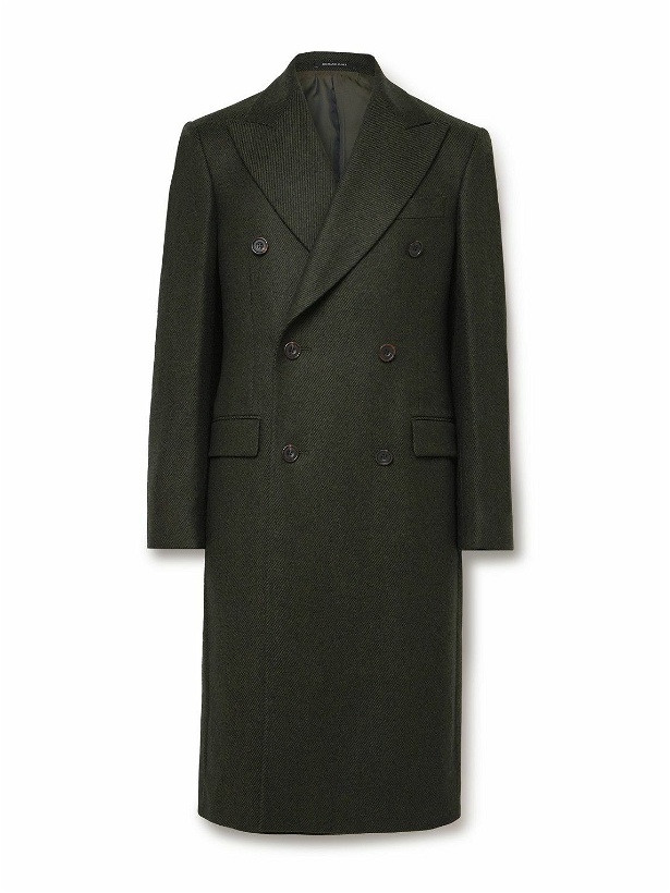 Photo: Richard James - Double-Breasted Striped Wool-Twill Coat - Green