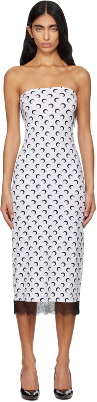 Photo: Marine Serre White Recycled Moon Jersey Bustier Midi Dress