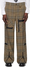 Burberry Brown Check Silk Blend Cargo Pants