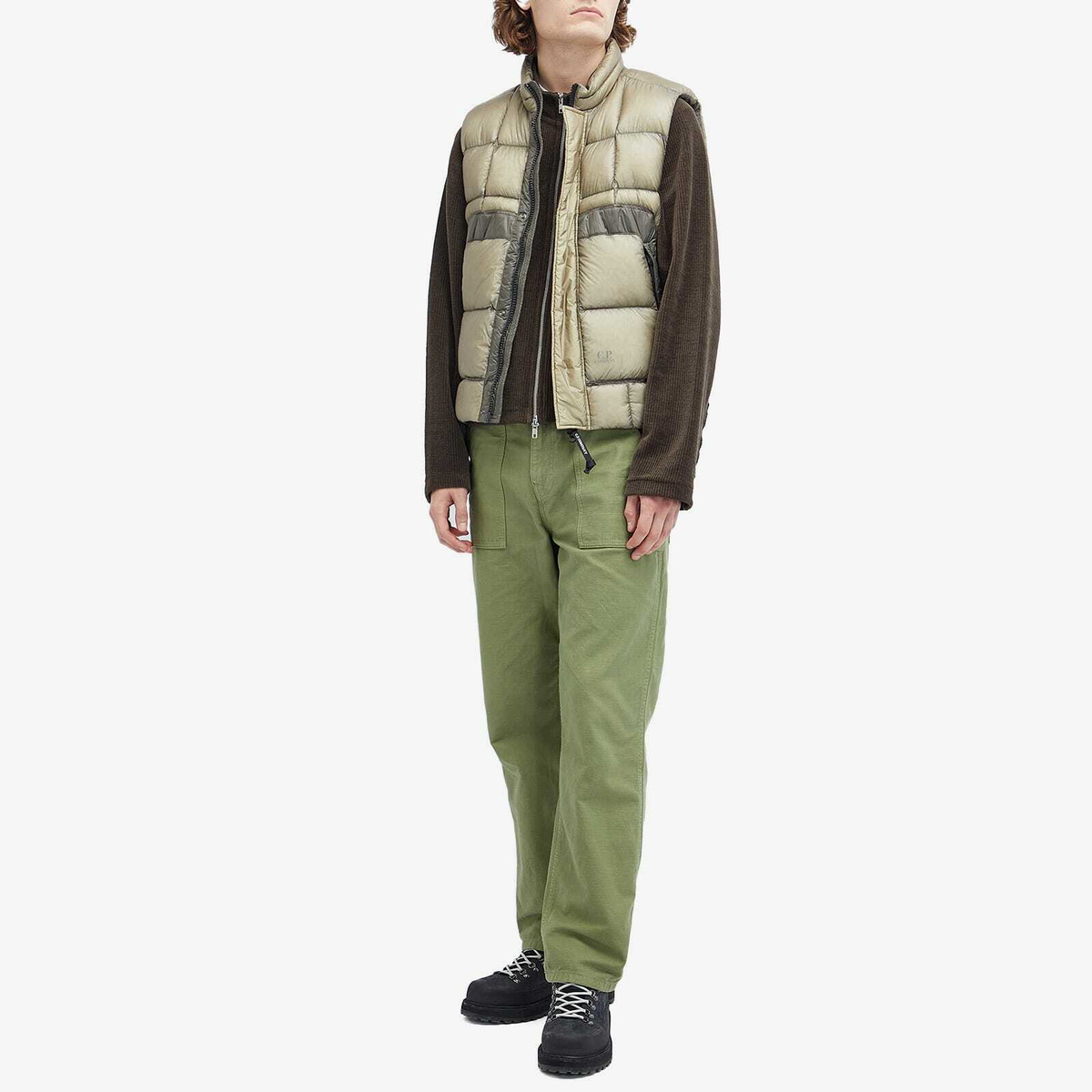 C.P. Company Men's D.D Shell Down Vest in Vintage Khaki C.P.