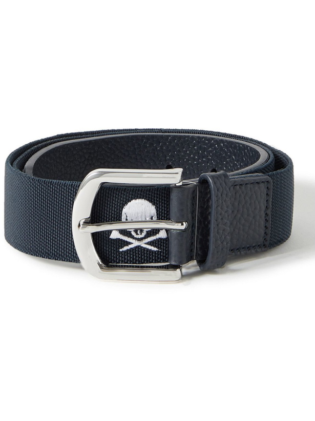 Photo: G/FORE - Killer T's 4cm Embroidered Webbing and Full-Grain Leather Belt - Blue