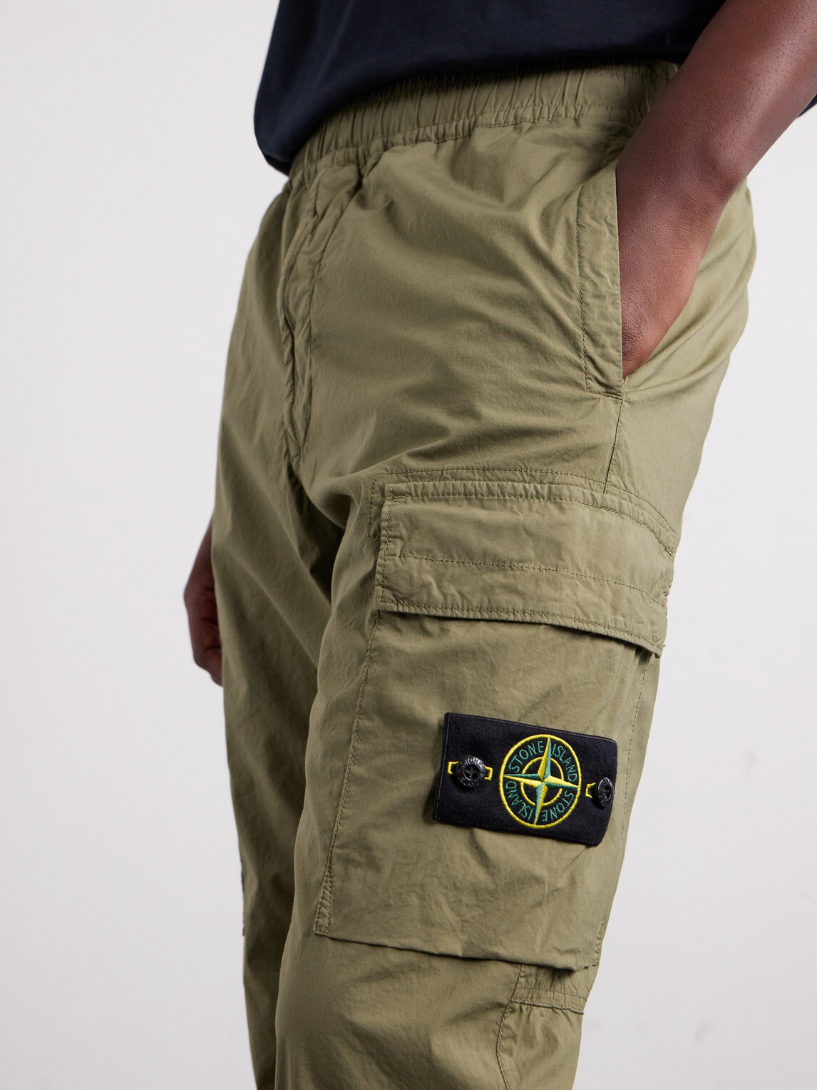 Stone Island - Tapered Stretch-Cotton Shell Cargo Trousers - Green