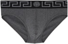 Versace Underwear Gray Greca Briefs