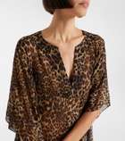 Nili Lotan Erica leopard-print semi-sheer silk kaftan
