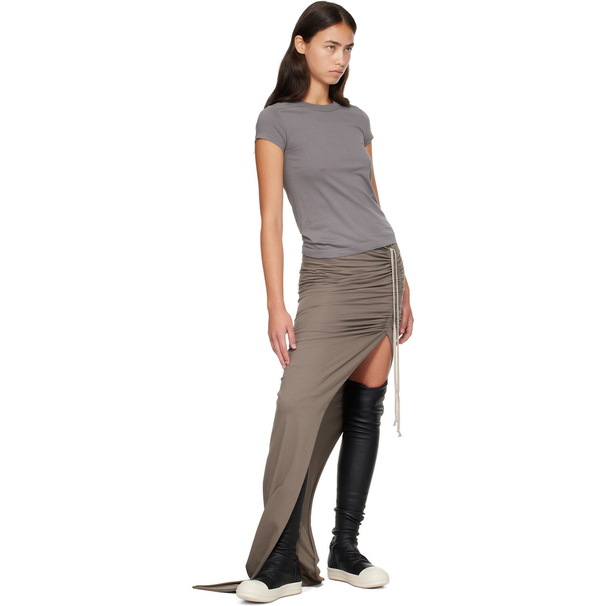 Rick Owens Gray Tower Cropped Level T-shirt