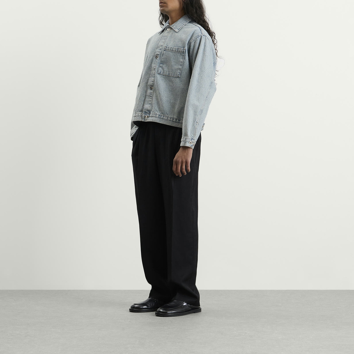 MKI Men's Twisted Weave Trucker Jacket in Bleach Wash