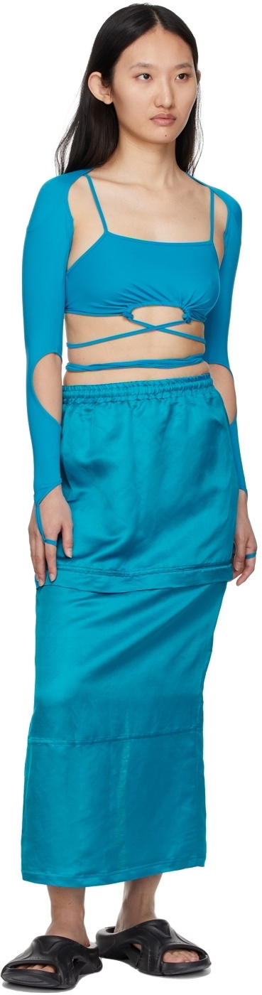 BONBOM SSENSE Exclusive Blue Tie-Up Sleeve Tank Top