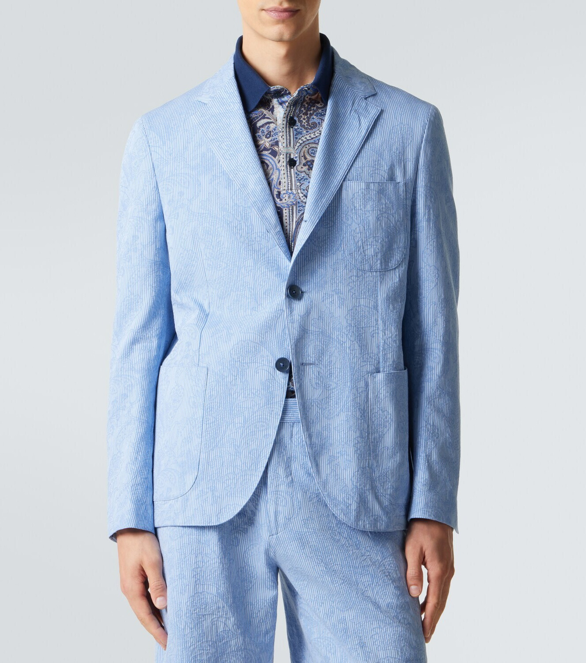 Etro Woven cotton jersey blazer