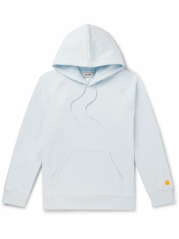 Photo: Carhartt WIP - Chase Logo-Embroidered Cotton-Blend Jersey Hoodie - Blue