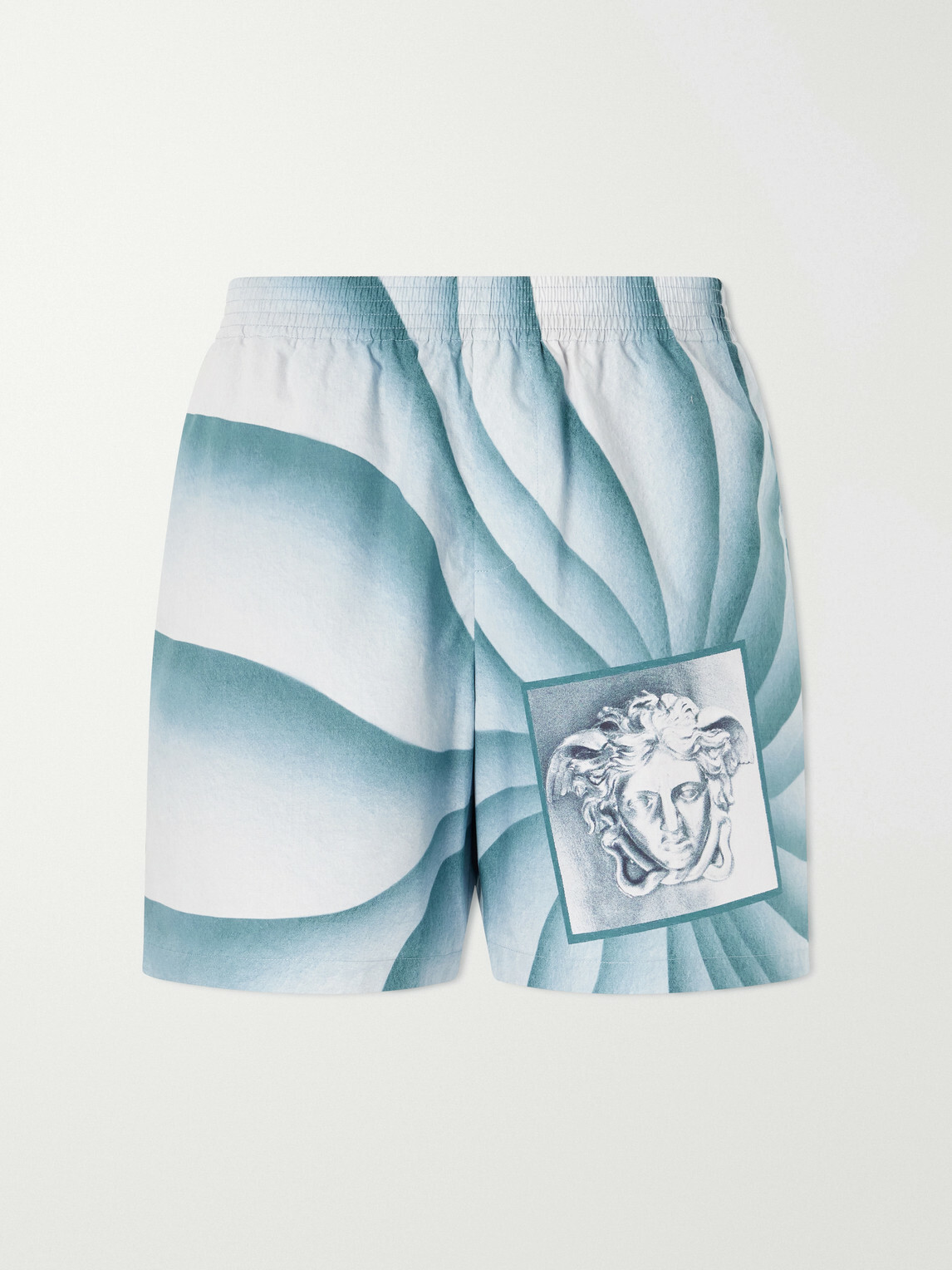 Versace - Wide-leg Printed Cotton-Poplin Shorts - Blue