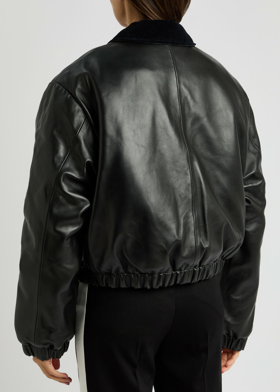 Meryll Rogge Padded Hooded Leather Bomber Jacket Black Meryll Rogge Meryll Rogge Padded Hooded Leather Bomber Jacket Black Meryll Rogge
